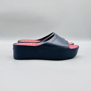 Lemon Jelly Sandals Womens 8.5 Navy Blue Platform Slide Jelly Slip On Shoes